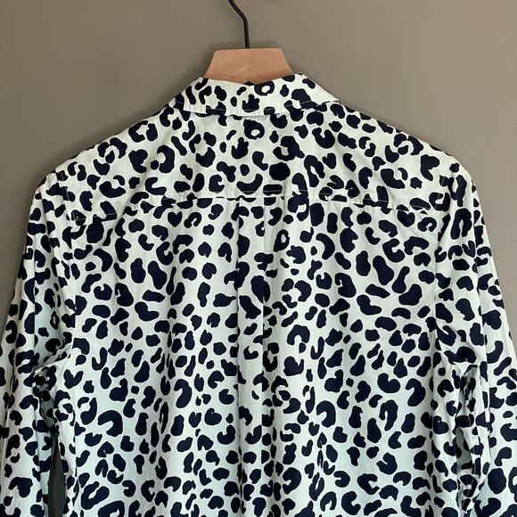 TALBOTS CLASSIC COTTON SHIRT in GRAPHIC CHEETAH‎ Size Large Petite Green Black - Picture 9 of 13